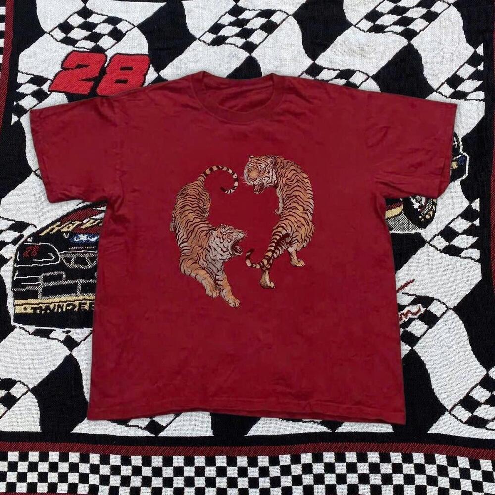 Red Y2K Tiger Graphic Tee